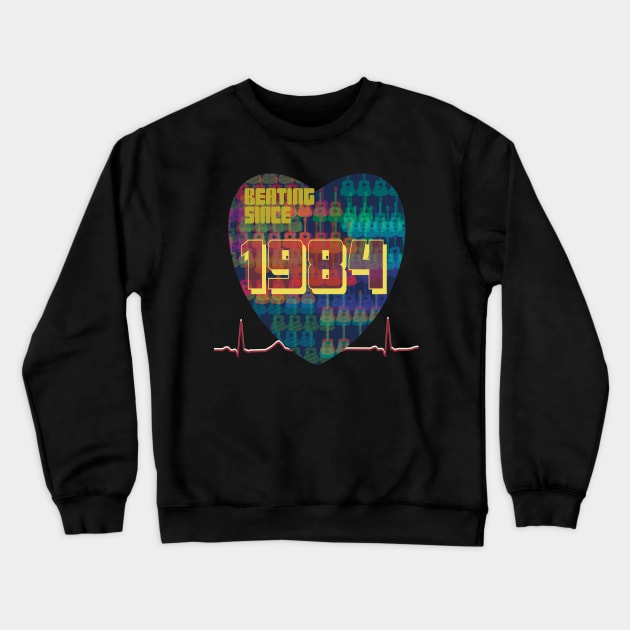 1984 - Heart Beating Since Crewneck Sweatshirt by KateVanFloof